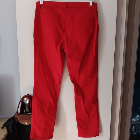 EILEEN FISHER Red Organic Cotton Stretch Straight Jeans 14 - Picture 3 of 5
